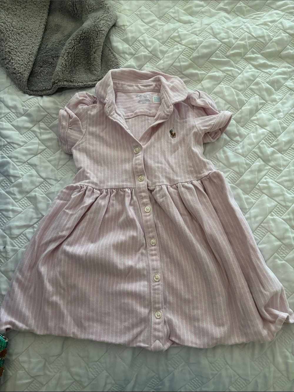 Ralph Lauren Pink Striped Polo Cotton Dress for Kids
